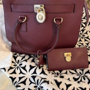 Michael Kors Brown Leather Satchel with Structured Design